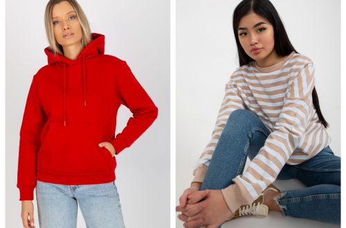 Bluzy dresowe damskie basic w paski