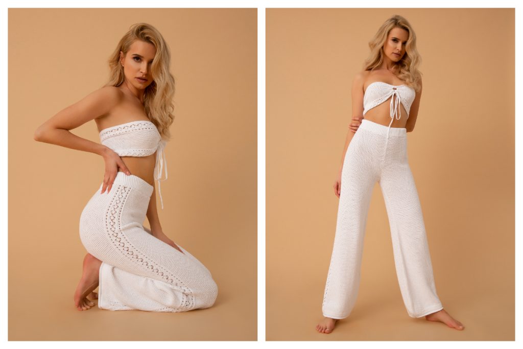 Pleciony zestaw składający się ze spodni i topu