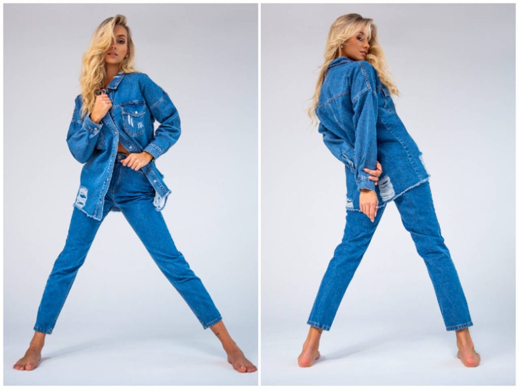 Produkty denim w hurtowni odzieży - jeansowy komplet damski