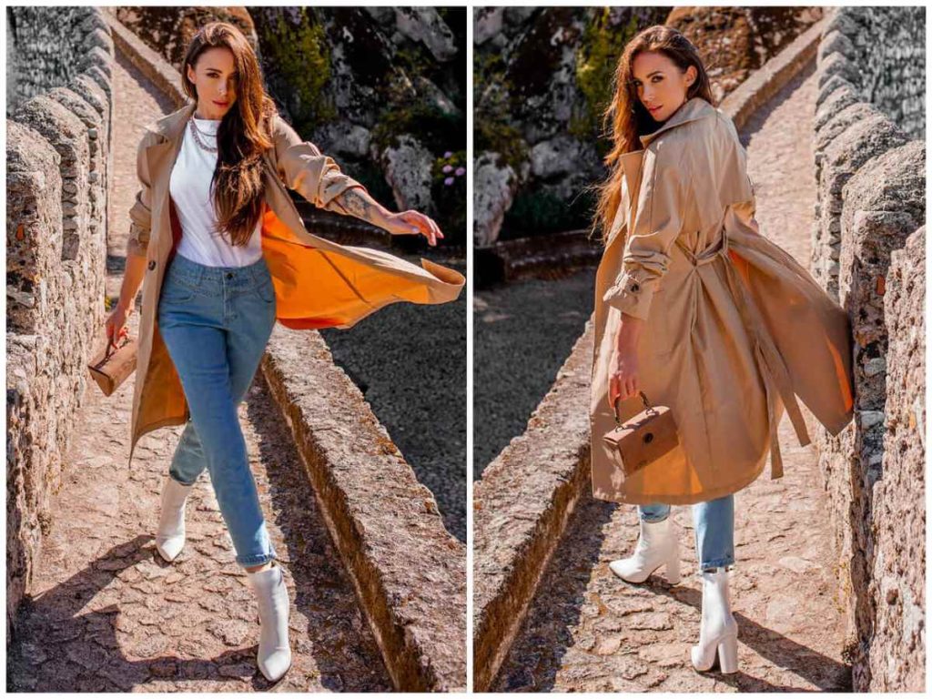 beżowy płaszcz damski ze sklepu ebutik.pl w stylizacji