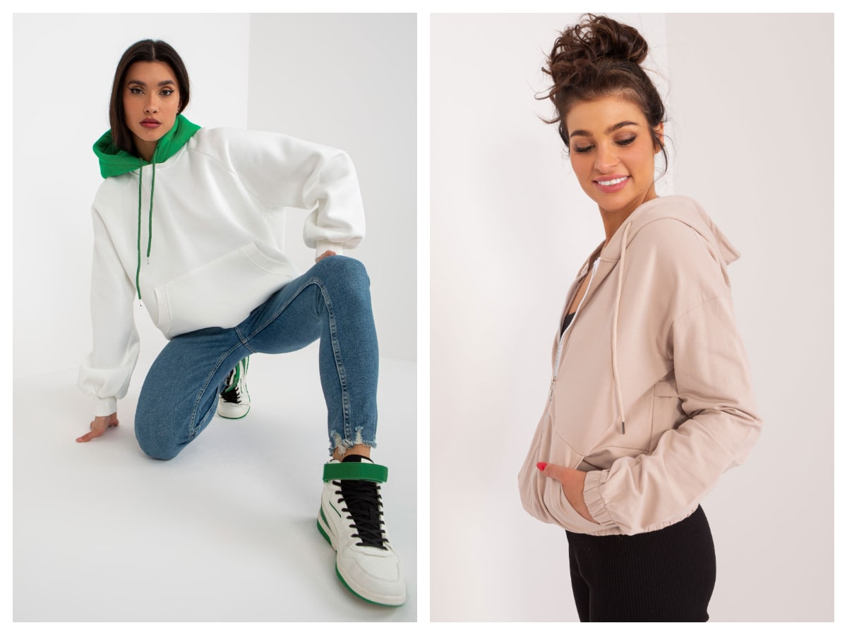 Bluza damska basic z kapturem na suwak