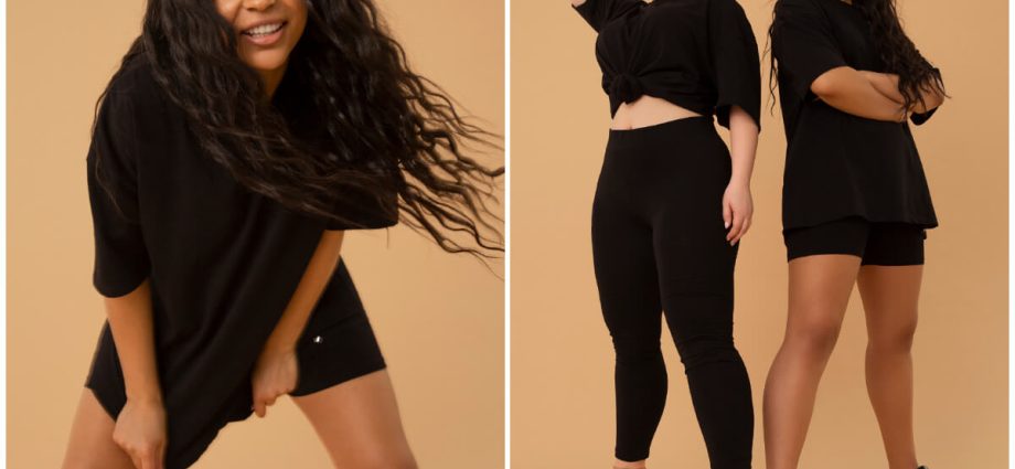 Czarne kolarki damskie basic w stylizacji total look z topem