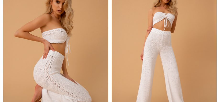 Pleciony zestaw składający się ze spodni i topu