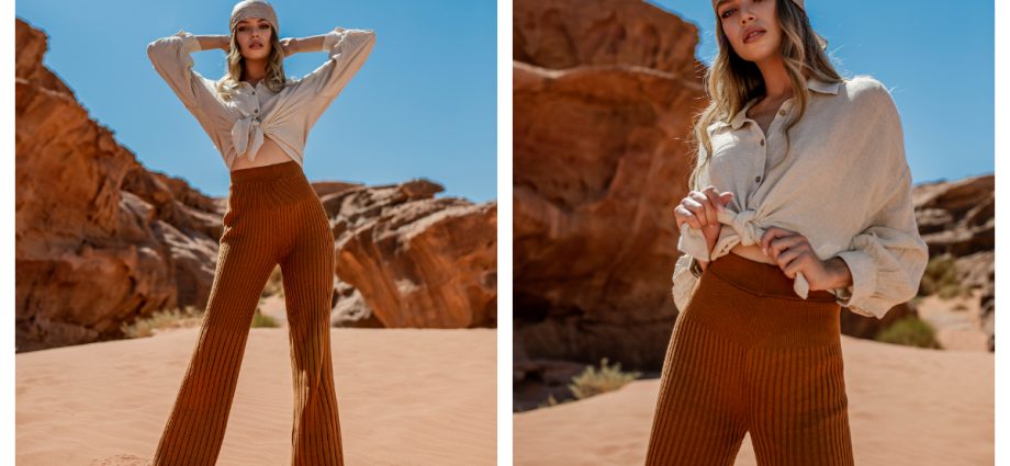 Beżowa lniana koszula damska z wiązaniem i guzikami