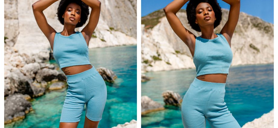 Niebeskie kolarki damskie z wysokim stanem