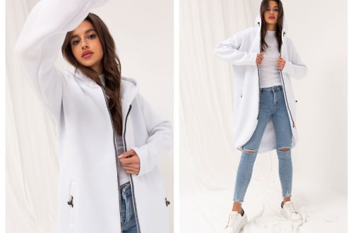 Długa biała bluza damska basic