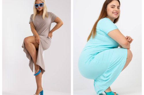 Sukienka basic plus size z krótkim rękawem