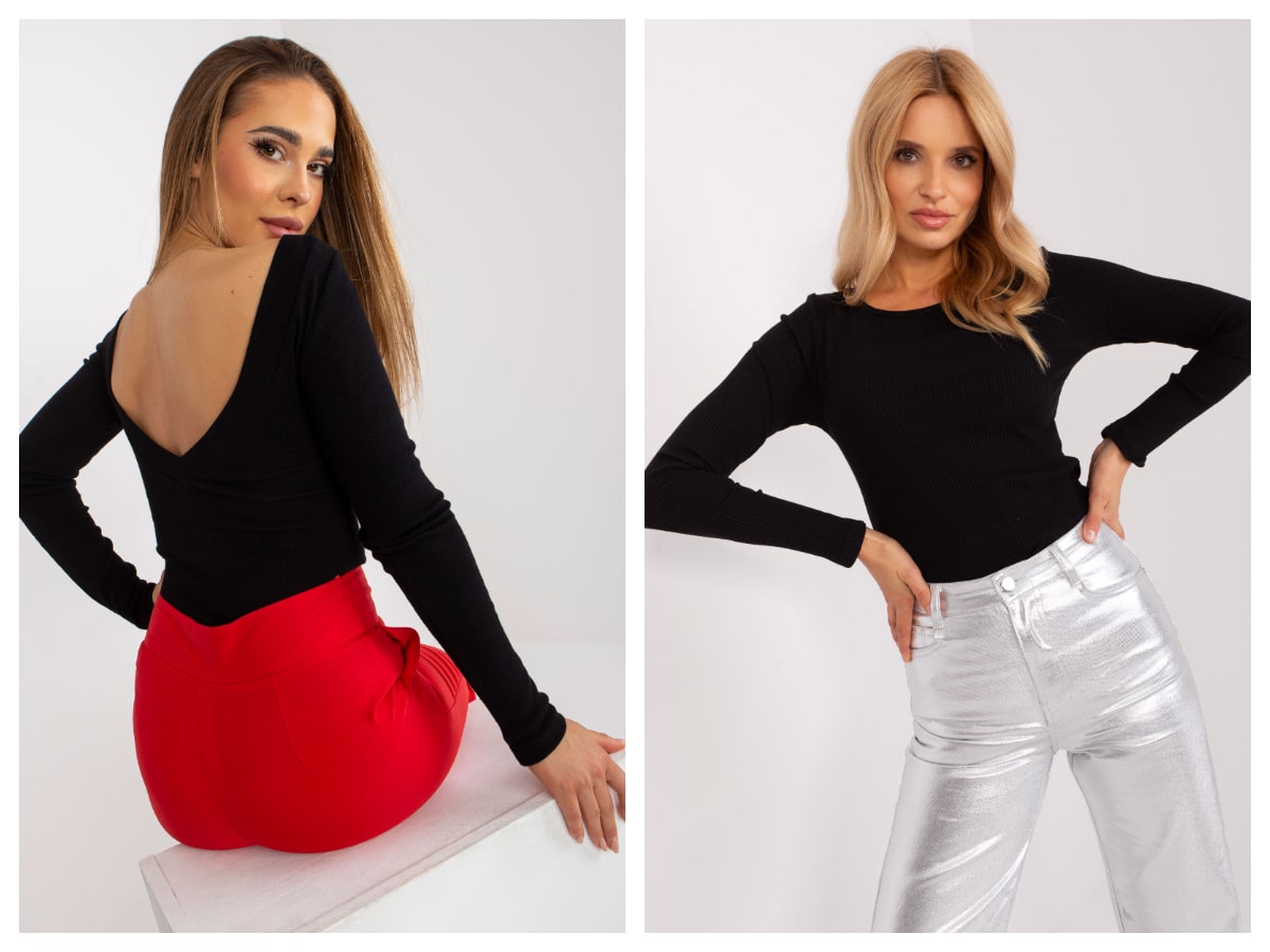 Czarna bluzka basic z długim rękawem – klasyka, która nie wychodzi z mody