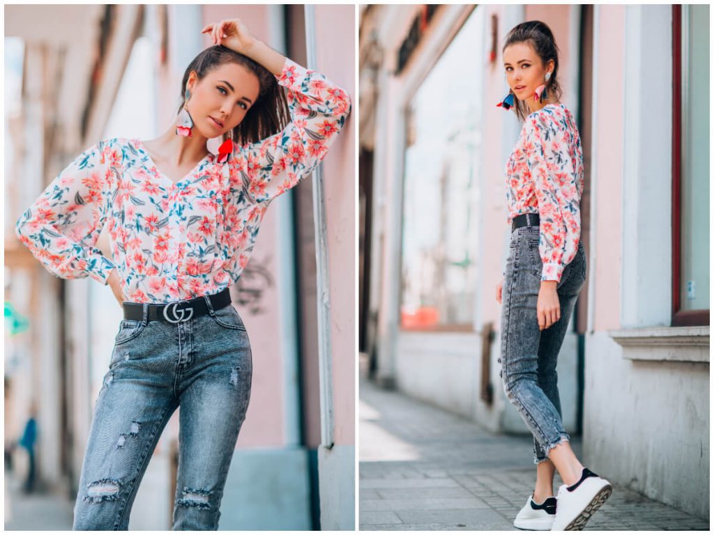 Wzorzyste ubrania - bluzka w kwiaty ze zwiewnymi rękawami