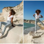 Biały t-shirt damski w stylizacji z jeansami