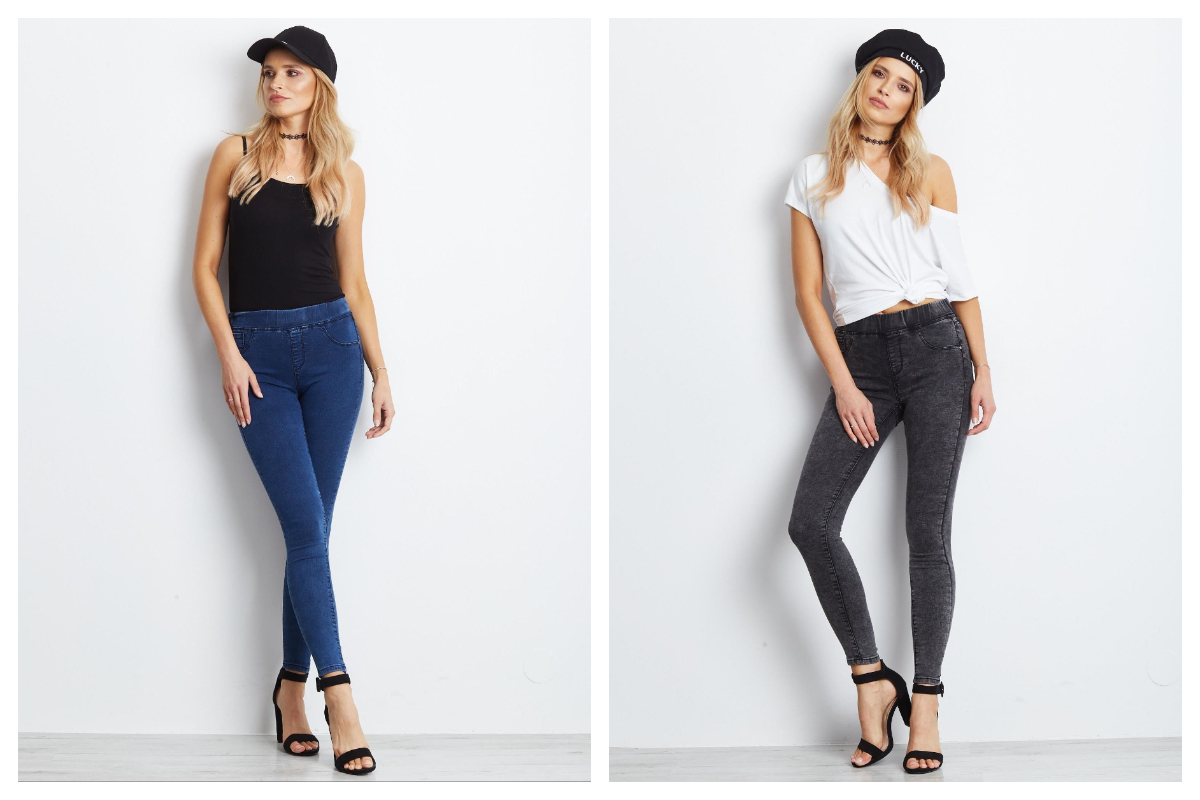 Jegginsy damskie z wysokim stanem a la jeans Jegginsy damskie imitujące jeans