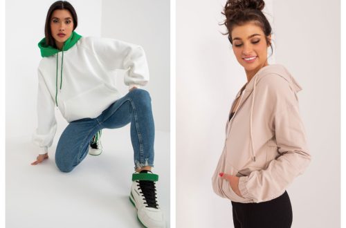 Bluza damska basic z kapturem na suwak