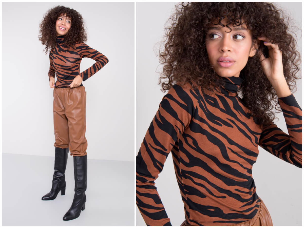 wzorzyste bluzki z golfem w sklepie internetowym ebutik.pl