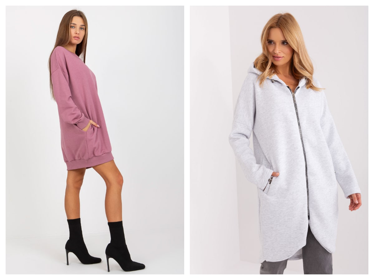 Długie bluzy basic bez kaptura