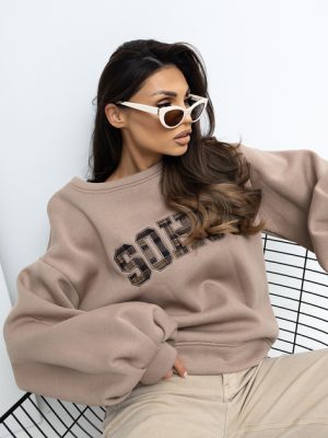 Ciemnobeżowa bluza z wycięciem na plecach