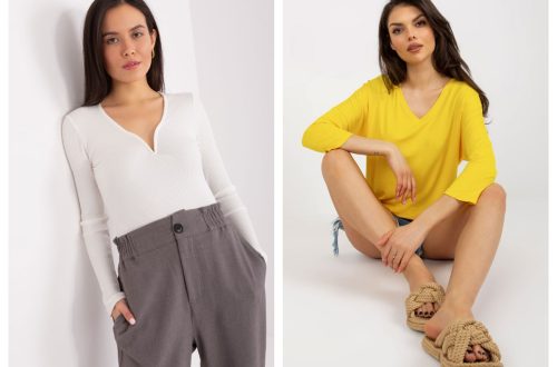 Tanie bluzeczki damskie basic z rękawem 3/4