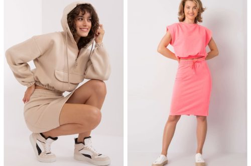 Komplet dresowy basic ze spódnicą i krótkim rękawem