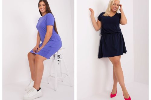 Sukienka basic plus size z krótkim rękawem